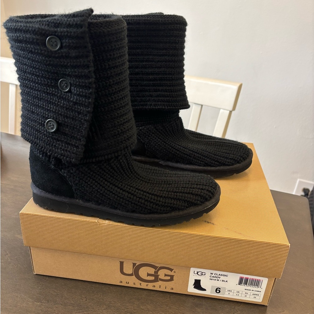 UGG Black Classic Knit Boots